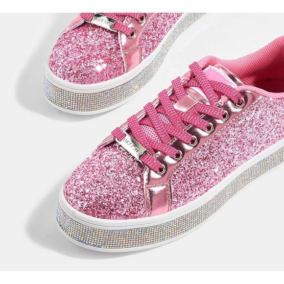 LUCKY STEP Women Platform Glitter Sneakers Sparkly Bedazzled Wedding Bridal Shoe - Picture 5 of 9